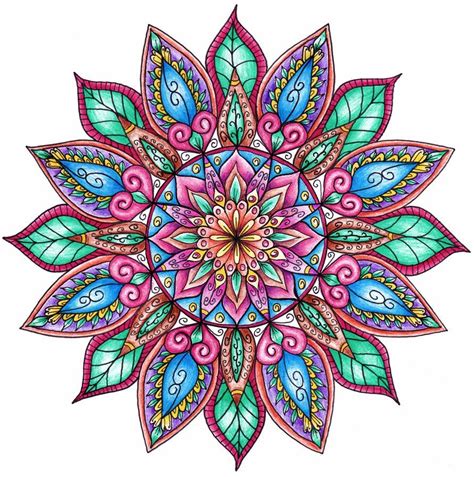 Flower Mandala Coloring Pages Completed Magiadelcieloforever