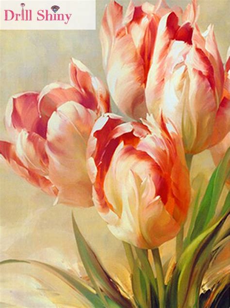 5d Diy Diamond Painting Flower Oil Painting Tulips Cross Stitch Wall