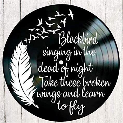 Blackbird Song Lyric Artinspired By Beatlesvinyl Record Album Wall