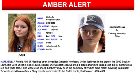 He is described to be 2 feet and 9 inches, weigh about 25 pounds, and have. Amber Alert Canceled for 13-Year-Old Florida Girl