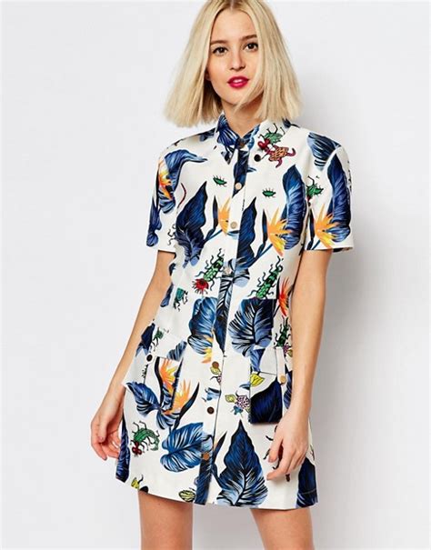 House Of Holland House Of Holland Printed Shirt Dress