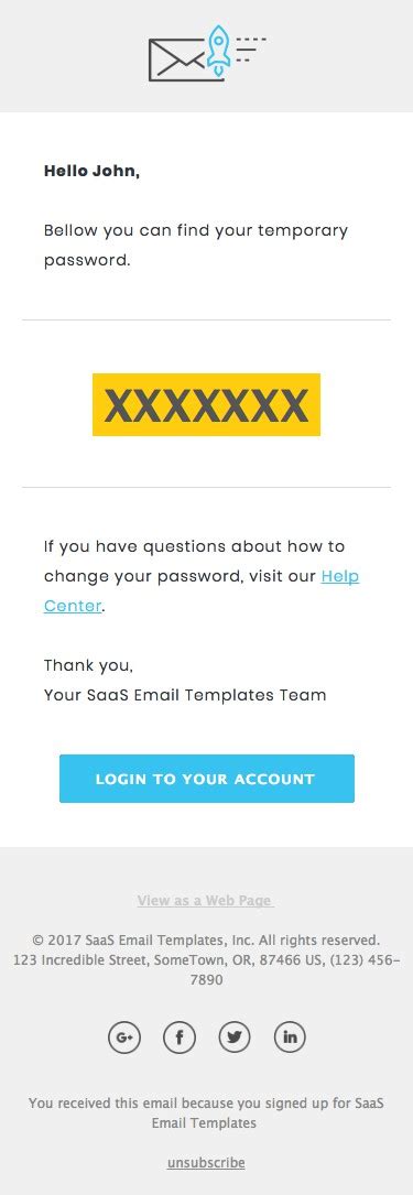 Temporary Password Responsive Html Email Template