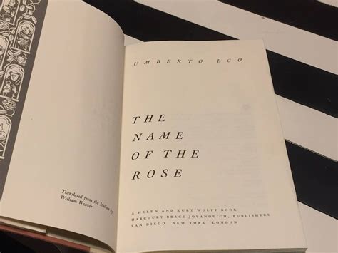 The Name Of The Rose By Umberto Eco 1983 Hardcover Book