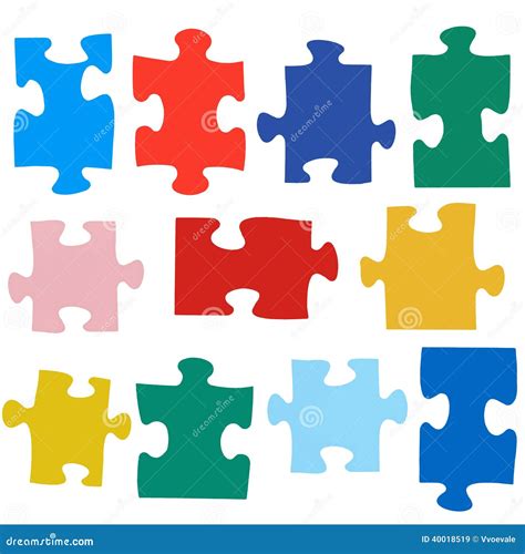 Set Of Different Colored Puzzle Pieces Stock Photo Image 40018519