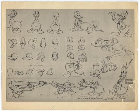 Disney Donald Duck Animation Model Sheet Of Classic Poses And
