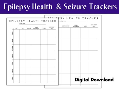 Seizure Tracker Epilepsy Health Log Printable Seizure Log Etsy Uk