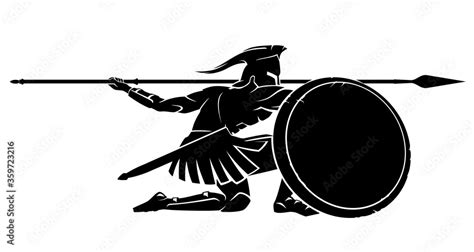 Spartan Crouching Silhouette Side View Stock Vector Adobe Stock