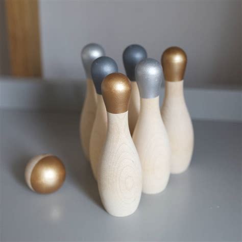 Metallic Wooden Bowling Pins By Paper Unicorn