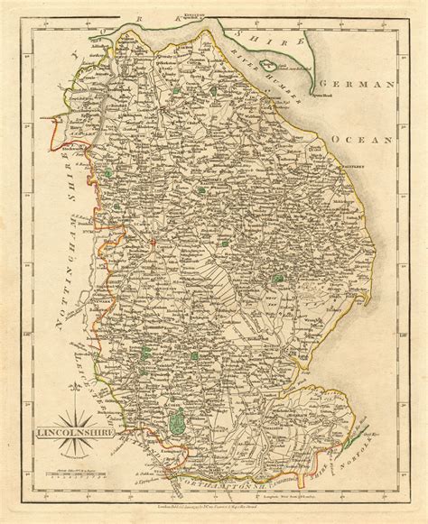 Antique County Map Of Lincolnshire By John Cary Original Outline