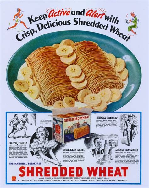 1936 shredded wheat breakfast cereal w bananas ad by advintagecom food ads retro advertising