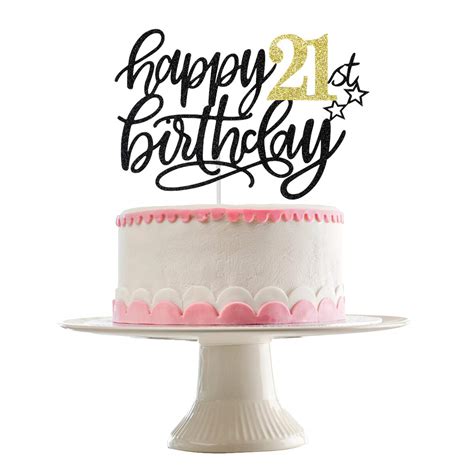 Buy Gold Black Glittery Happy 21st Birthday Cake Topper 21st