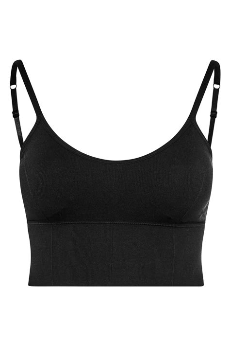 Plus Size Black Seamless Padded Crop Bralette Top Yours Clothing