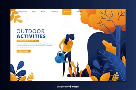 Free Vector Outdoor Activities Landing Page Template