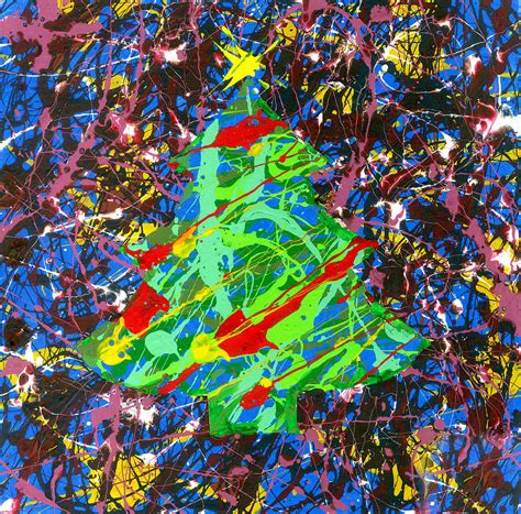 Jackson Pollock Style Christmas Tree Painting By E Gibbons