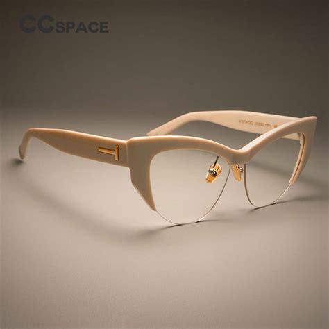 Ccspace Ladies Cat Eye Glasses Frames For Women T Rivet Brand Designer Optical Eyeglasses