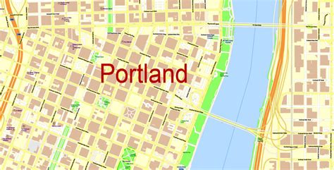 Portland Map Vector Exact City Plan Editable Adobe Illustrator Street Map