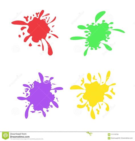 Colorful Ink Spots Set Splash Splatter Abstract Shape Vector I Stock