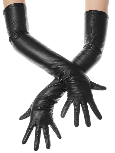 Long Black Opera Leather Gloves Etsy