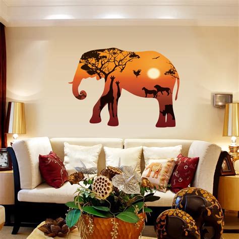 Creative Elephant Jungle Scenery Living Room Bedroom Removable Eco