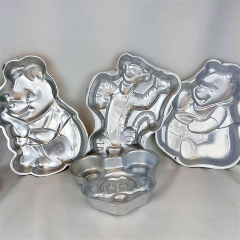 Vintage Disney Cake Pan Lot Of 4 Mickey Mouse 2 Winnie The Etsy