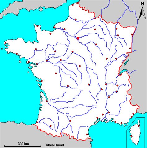 La carte de la france avec ses villes. France