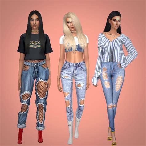 Three Females Wearing Ripped Jeans And Crop Tops