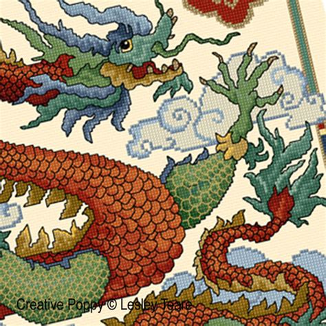 Even your family and your pets! Lesley Teare Designs - Chinese Dragon (cross stitch pattern)