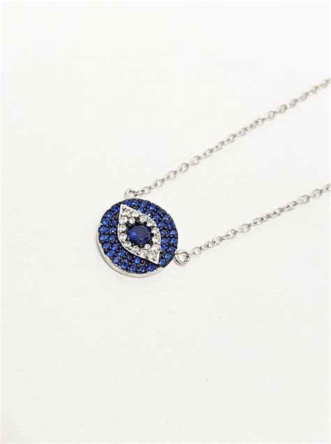 Sterling Silver Evil Eye Necklace Delicate Necklaces Etsy