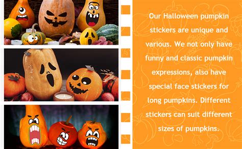 Whaline 64pcs Halloween Pumpkin Stickers 14 Funny And Classic Pumpkin