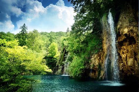 Fondos De Pantalla Cascada Lago Naturaleza Cielo Río Parque