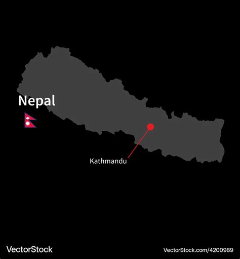 Detailed Map Of Nepal And Capital City Kathmandu Vector Image