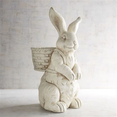 Ceramic Bunny With Basket For The Table Kitchen Porch Or Bath