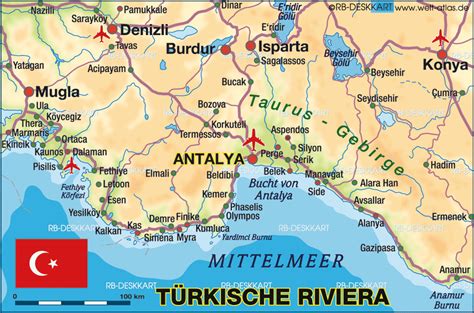 Map Of Turkish Riviera Turkey Map In The Atlas Of The World World