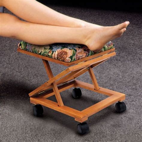 Footrest Fold A Way Tapestry Elevated Foot Stool Adjustable Foot Rest