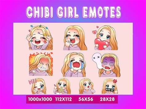 Blonde Hair Girl Emotes For Twitch Or Discord Streamers Chibi Girl