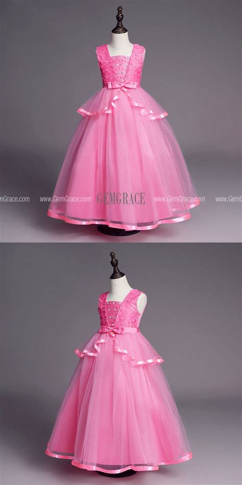 3990 399 Princess Pastel Pink Long Flower Girl Dress 2019 For