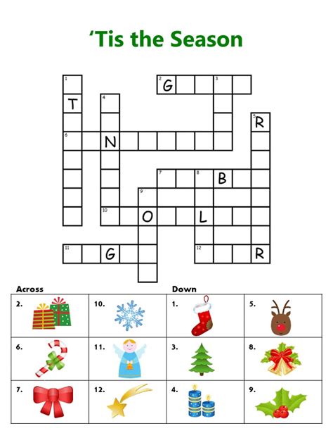 Very Easy Crossword Puzzles Christmas K5 Worksheets