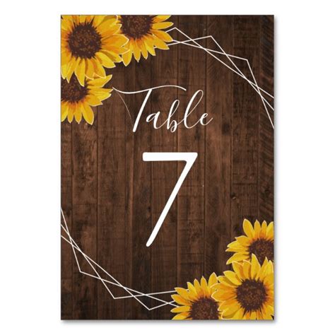 Sunflower Numbers Table Numbers Zazzle