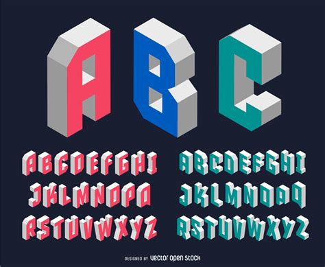 Modern Isometric Font Vector Download Typography Alphabet Hand