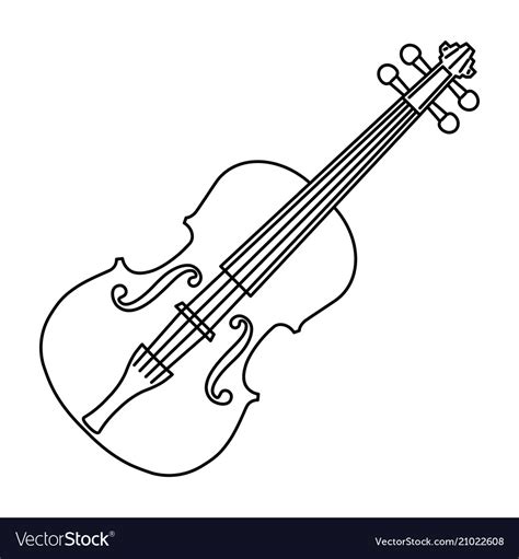 Violin Of Black Contour Curves On White Royalty Free Vector