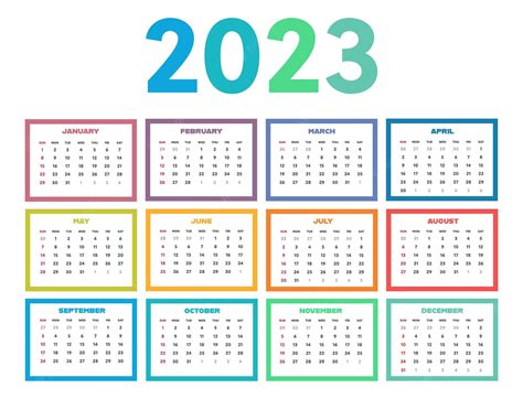 Plantilla De Calendario Para El Año 2023 Vector Premium