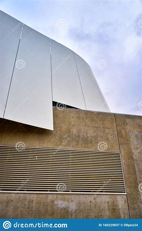 Abstract Fragment Of Modern Architecture With Metal And Concrete Walls