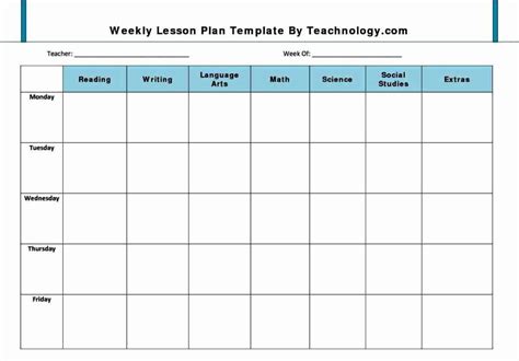 Sample Lesson Plan Template Preschool Lesson Plan Template Weekly