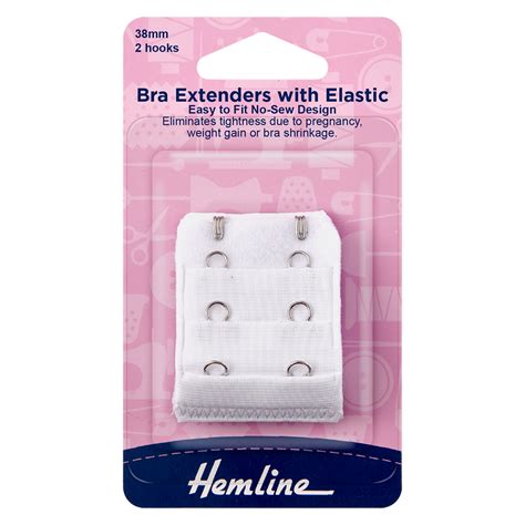 Bra Extenders With Elastic Easy To Fit No Sew Design 38mm 1 1 2″ White Hemline