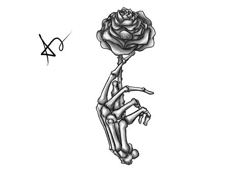 Skeleton Hand With Rose Ghostlyfox Illustrations Art Street