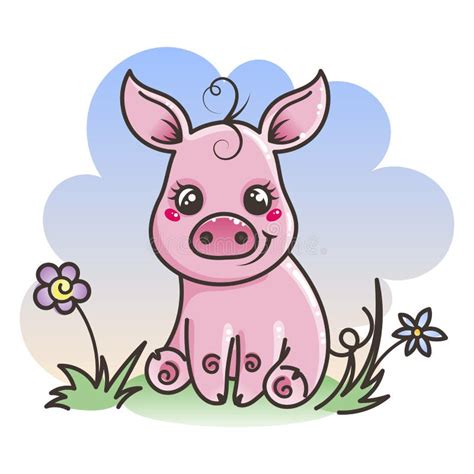 Cute Cartoon Baby Pig Stock Vector Illustration Of Piglet 118326964
