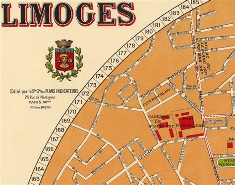Map Of Limoges Vieille Carte De Limoges Vintage Map Fine Etsy