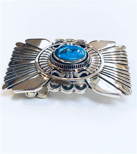 Native American Navajo Handmade Heavy Sterling Silver Morenci Turquoise