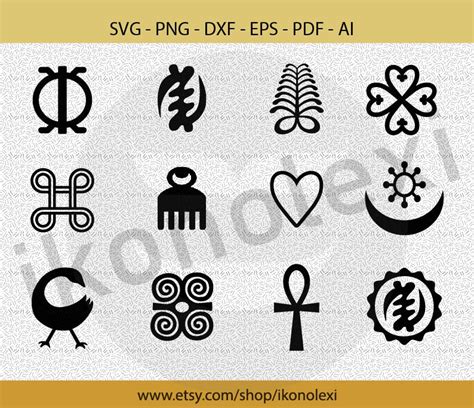 Set Of Adinkra Symbols Gye Nyame Svg Cut Files Clipart Bundle Etsy