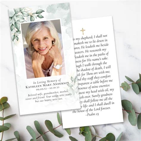 Eucalyptus Photo Memorial Prayer Card Zazzle